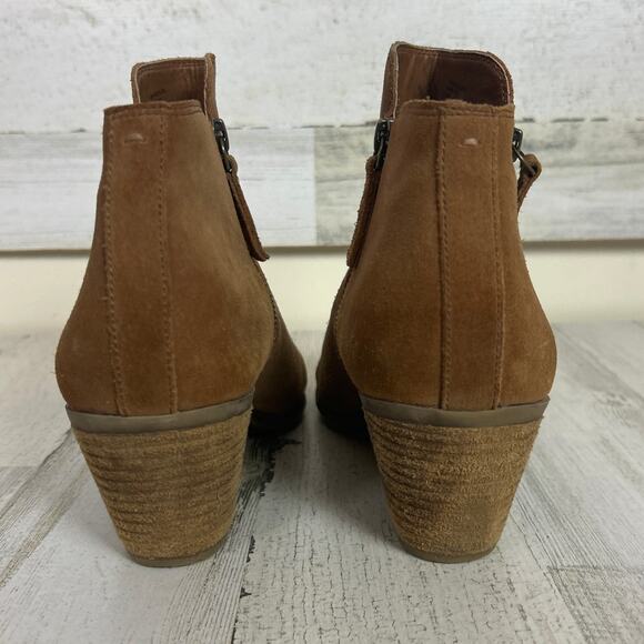 Frye Womens 10 Brown Suede Leather Side Zip Western Heeled Ankle Boots - Picture 5 of 10